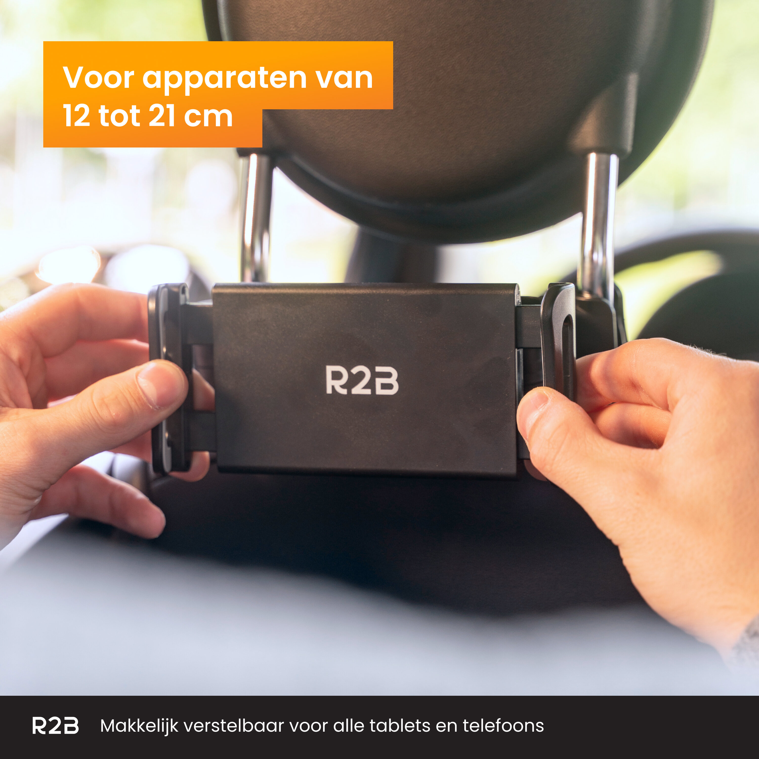 R2B auto tablethouder met verstelbare arm
