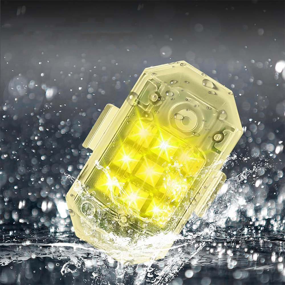 (4er Set) Wiederaufladbares LED Warnlicht USB Blitz Licht mit Fernbedienung und Ladekabel für Velo / Auto / Drohne - Bunt