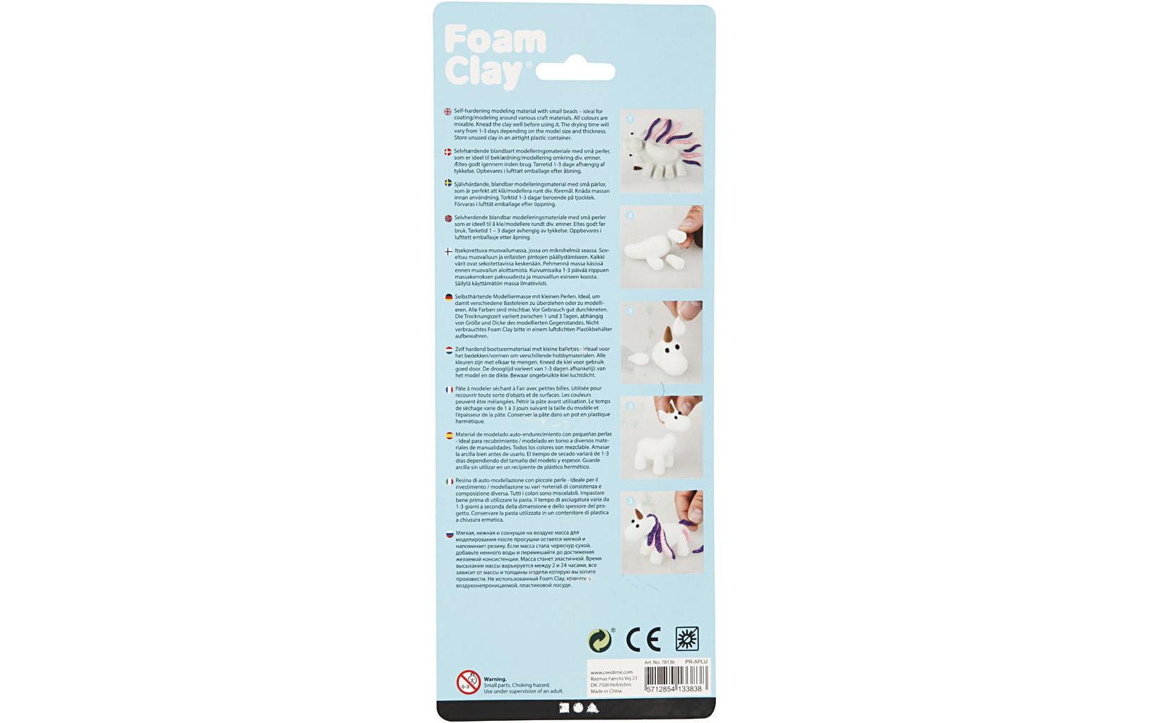 Modellier-Set Foam Clay 3 x 14 g Weiss; Lila; PinkSelbsthärtende Modelliermasse mit winzigen Styroporkügelchen