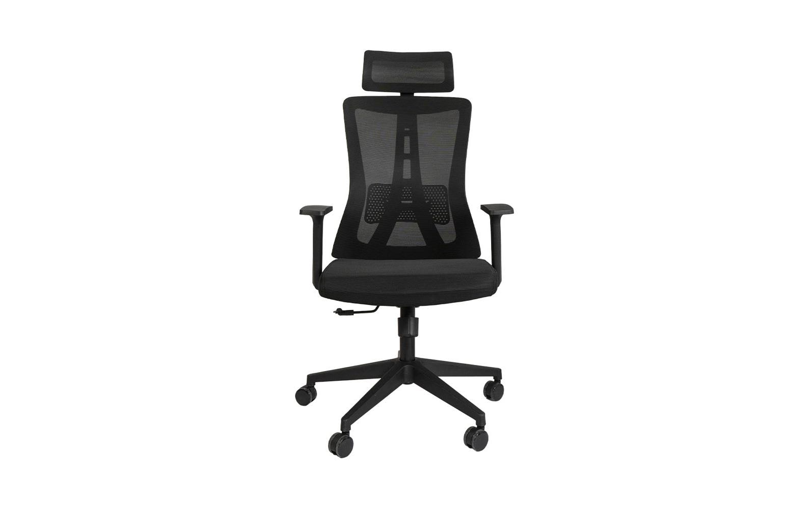 Bürostuhl ErgoFlex Schwarz<br>Drehbarer Stuhl mit Armlehnen und Kopfstütze
