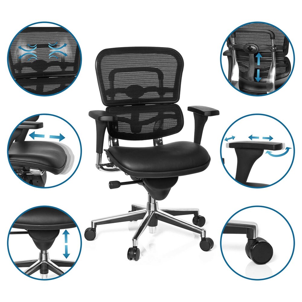 Luxus Chefsessel ERGOHUMAN BASE Leder mit Armlehnen (höhenverstellbar) hjh OFFICE