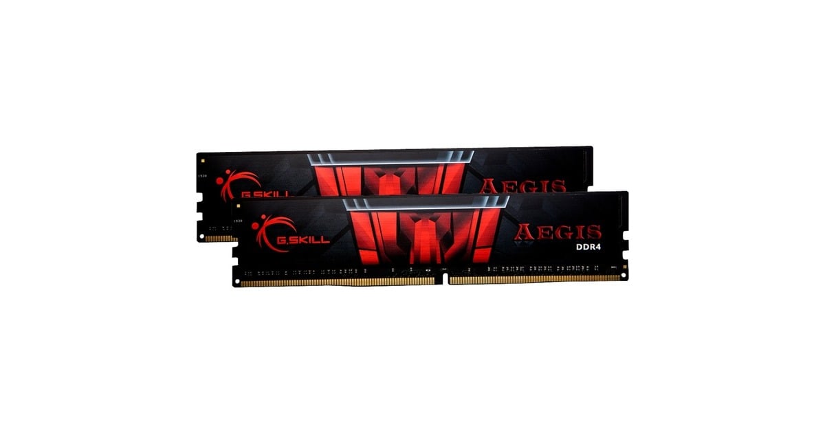 G.Skill32 GB DDR4-2666 Kit werkgeheugen  (Zwart/rood, F4-2666C19D-32GIS, Aegis)