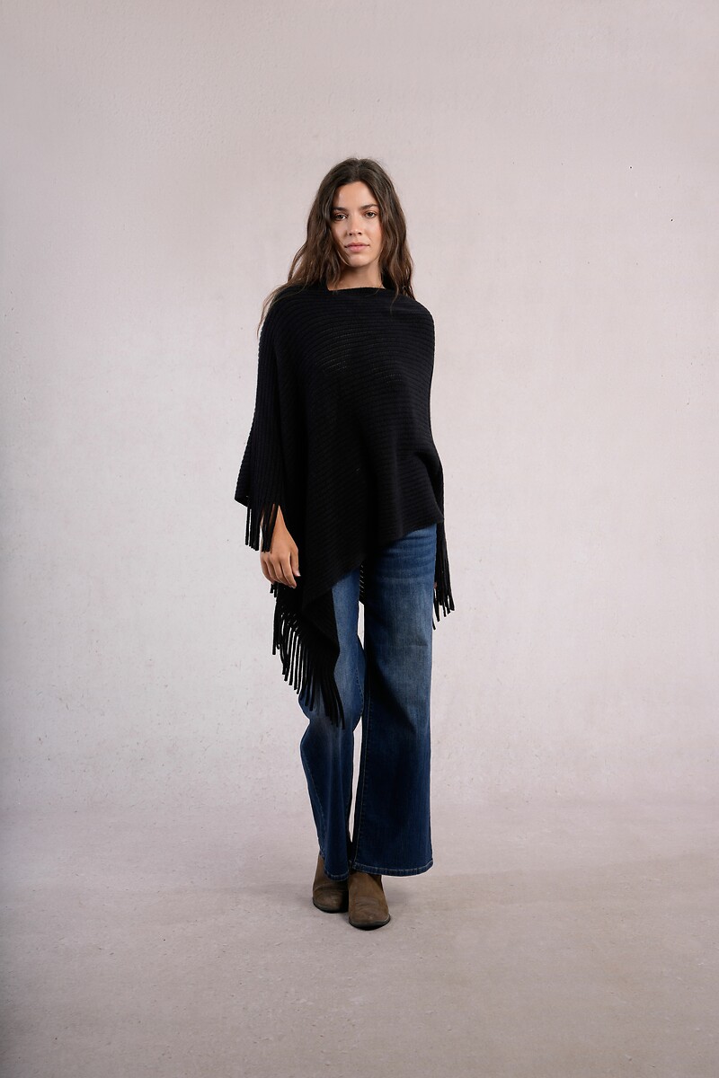 MOLLY BRACKEN<br>Poncho cruzado com franjas