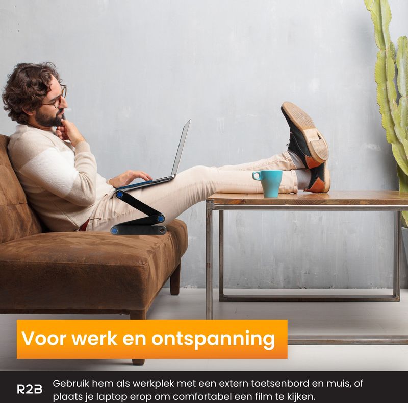 R2B® Laptoptafel Verstelbaar en Opvouwbaar - Model Tilburg - Laptop standaard Verstelbaar - Laptopstandaard - Laptopverhoger