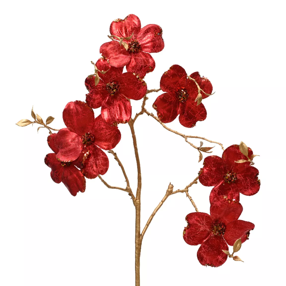 Branche de fleurs (H90 cm) Cornouiller craquelé Rouge