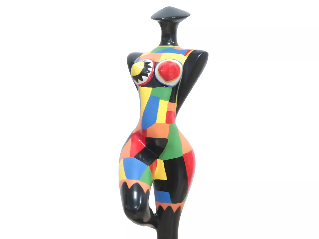Statue silhouette femme debout avec formes multicolores H34 cm - SHAPE
