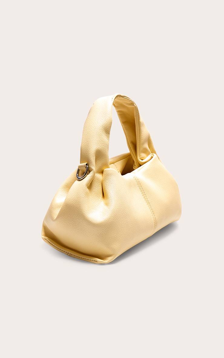 Pale Yellow Mini Sac À Main Slouchy En Synthétiquecuir
