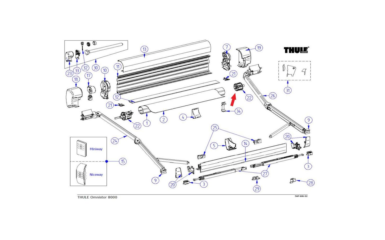 Thule Tuchrollenendkappen-Satz