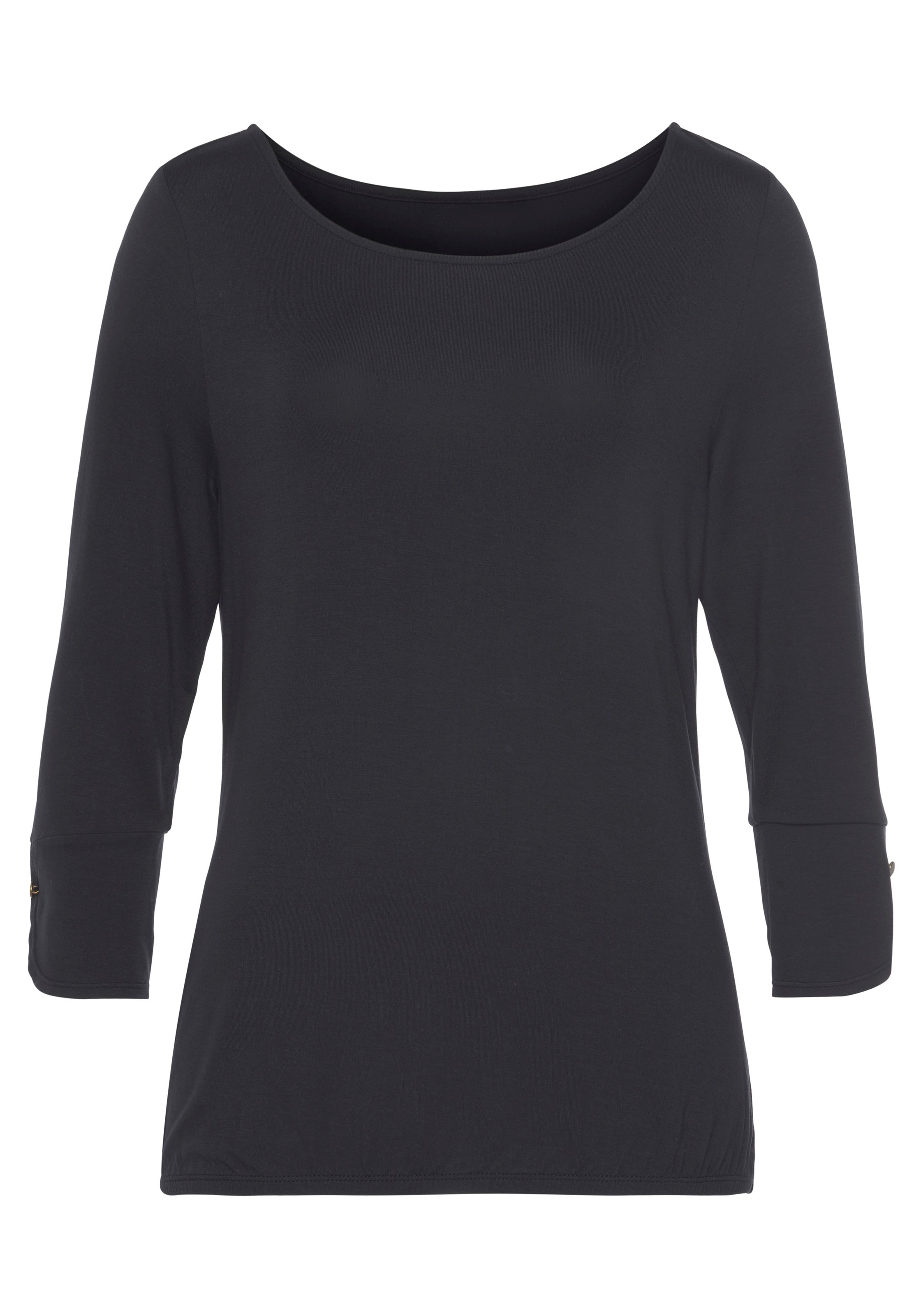 Vivance 3/4-Arm-Shirt »mit Manschetten und goldfarbenen Knöpfen«, aus weichem Viskose-Stretch
