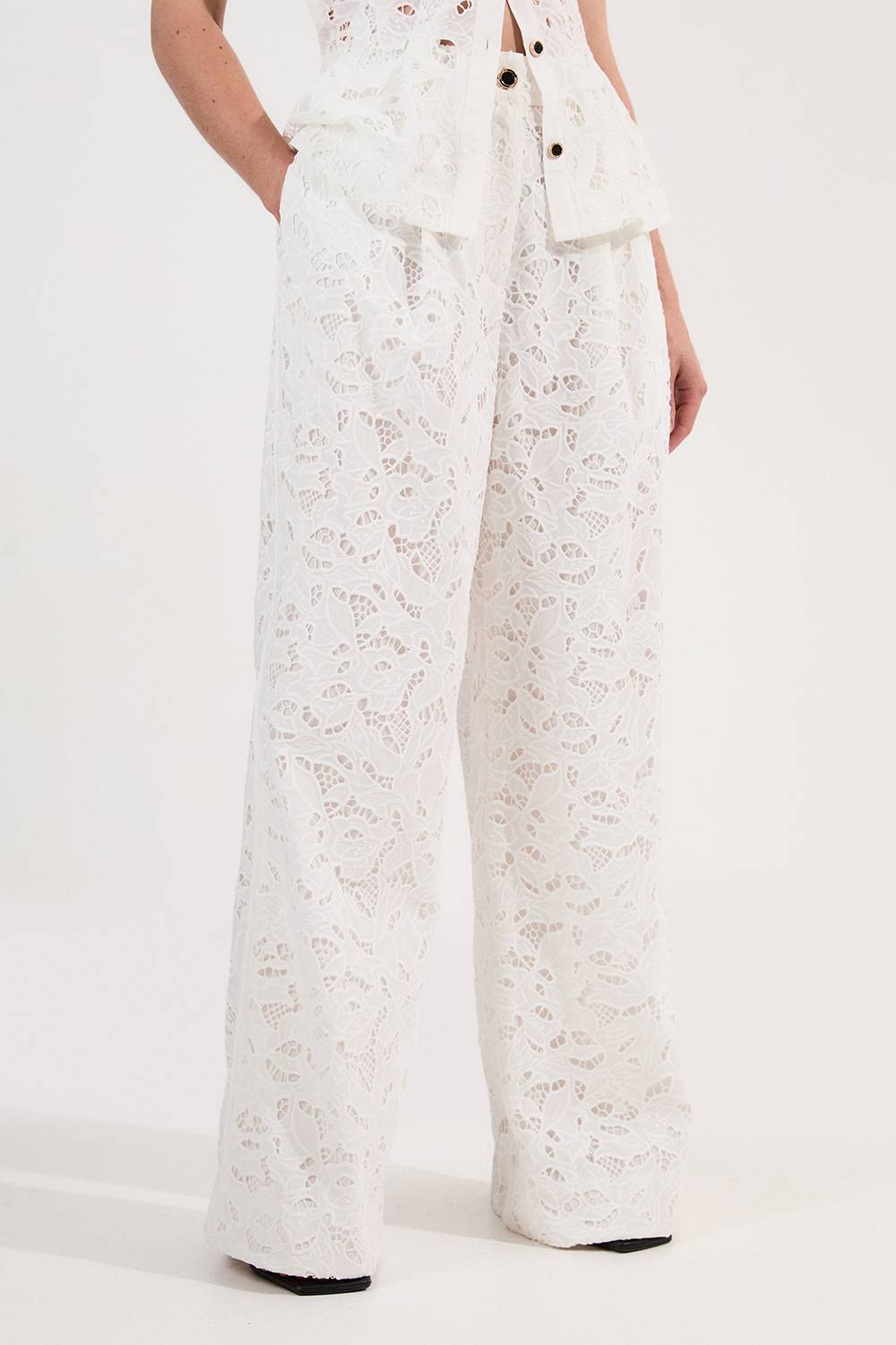KarenMillen Pantalon Droit en Tissage Ajouré