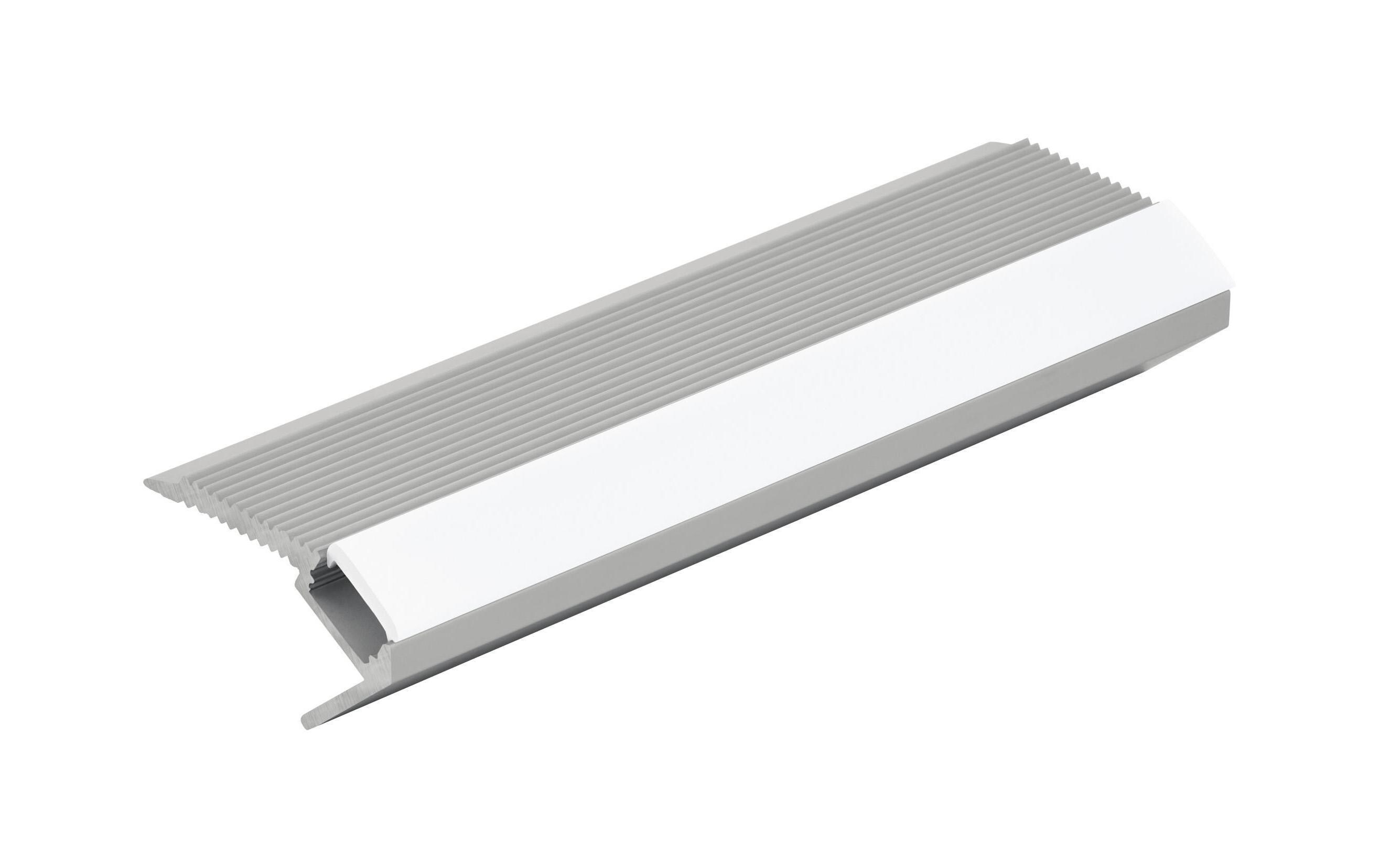 Treppenaufbauprofil RAVELO 47 mm Opal, Aluminium, 2 mMontageschiene für LED Stripes
