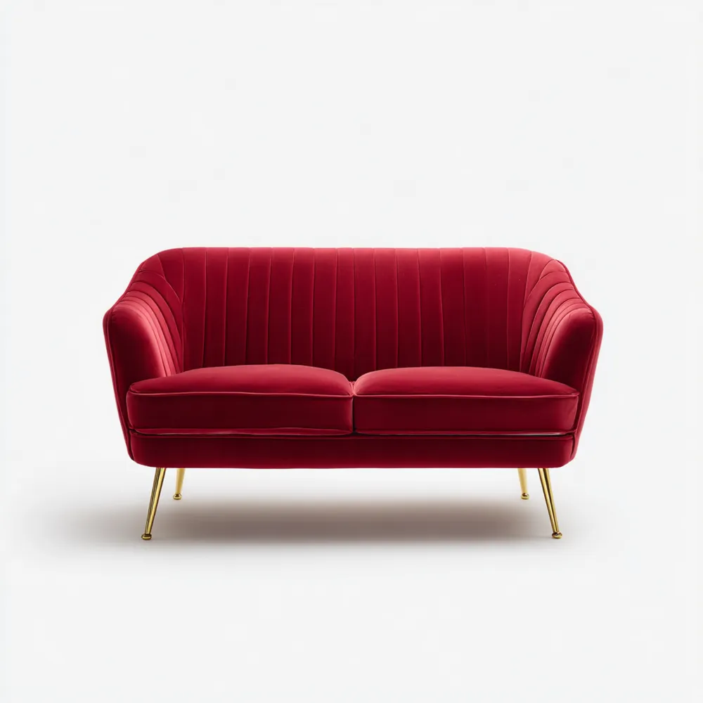 2-Sitzer-Sofa Samt 140x85x75 cm – Rot – Modernes Design