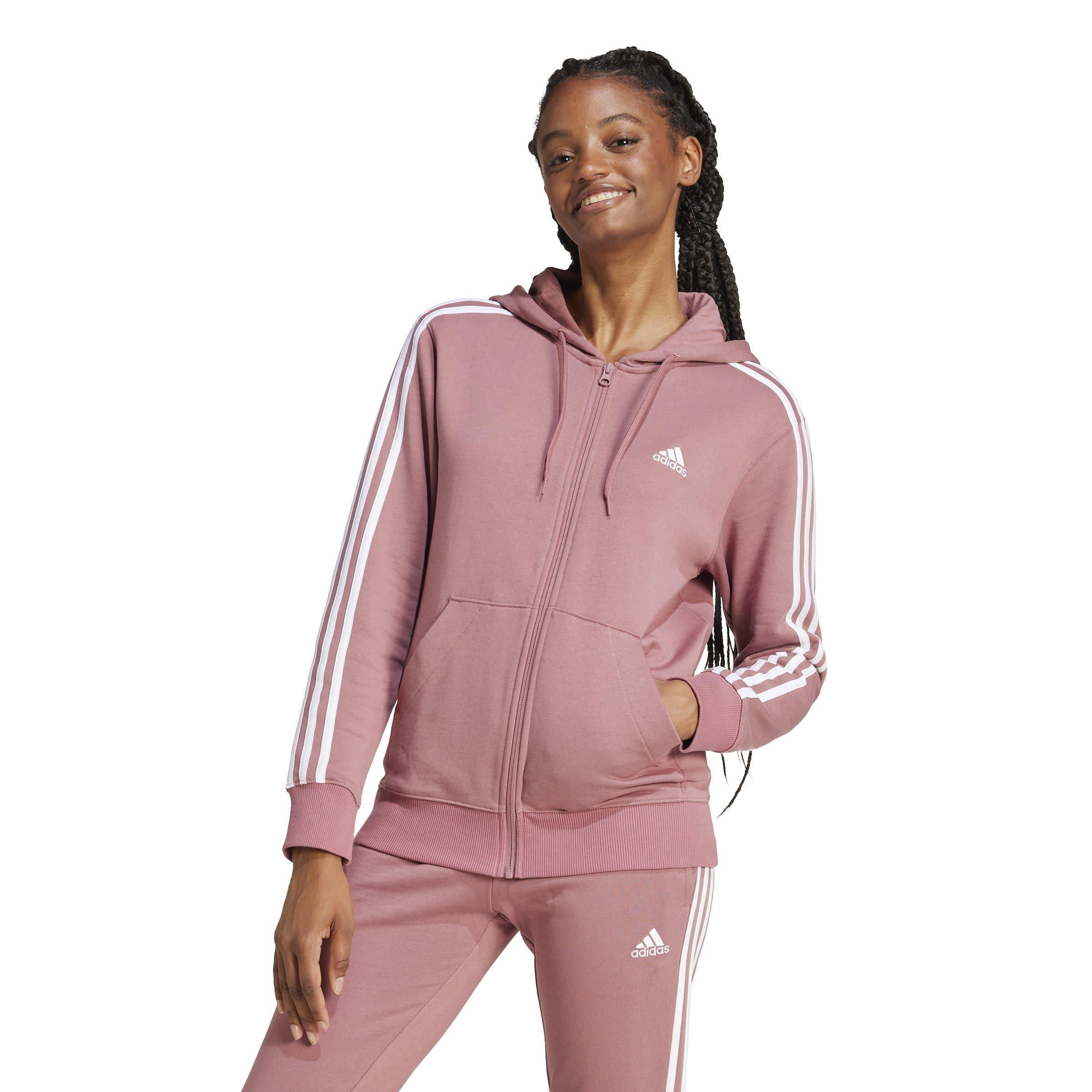 adidas Essentials 3 Stripe Zip Track Hoodie Womens
