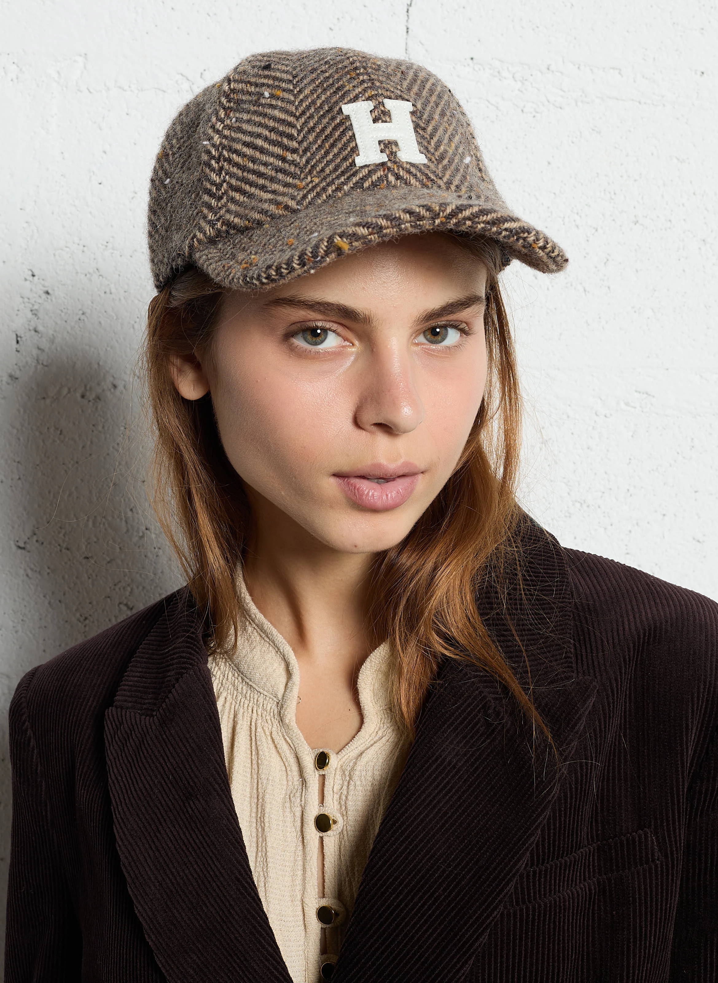 CAP H - Casquette en laine mélangée imprimée | Marron