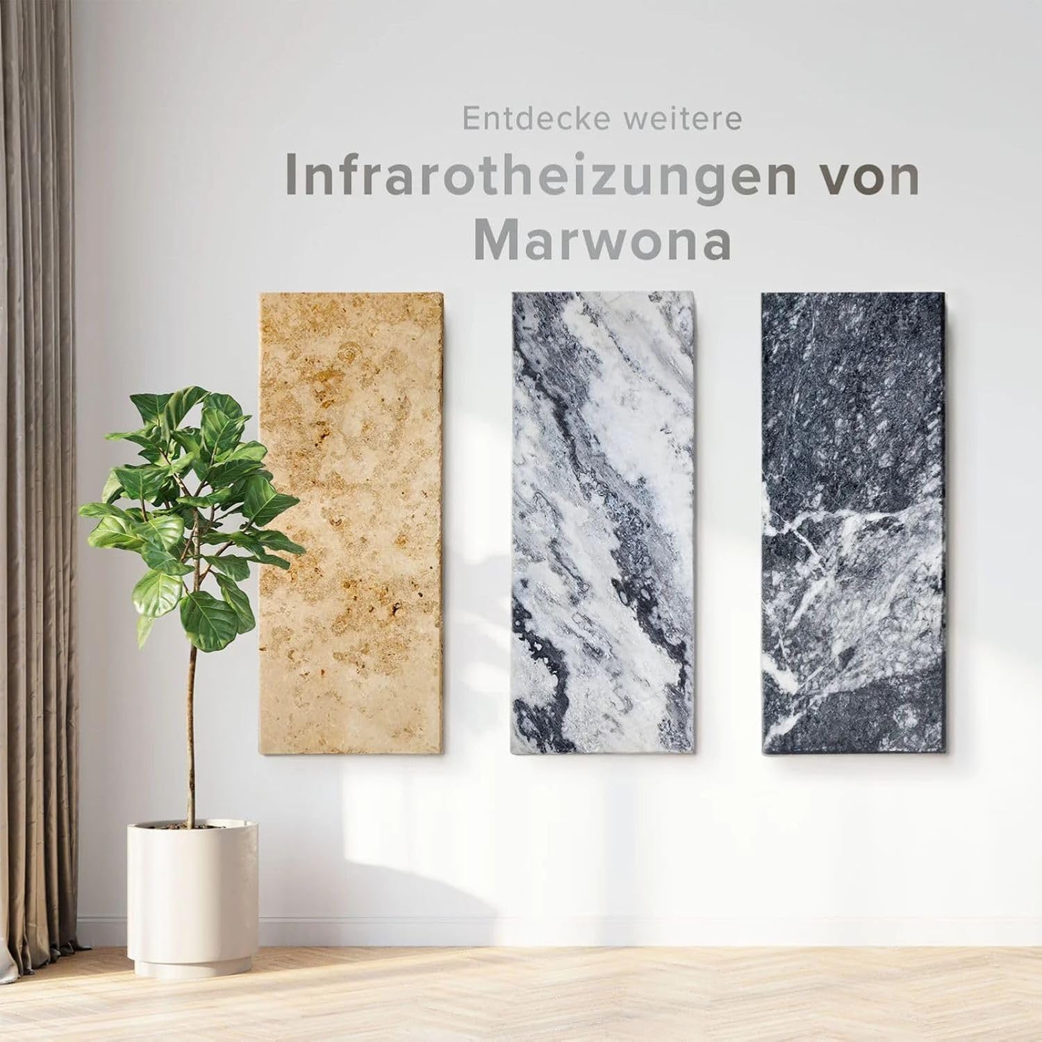 Naturstein Infrarotheizung mit Digitalthermostat I 500 W I Energiesparende Infrarot Wandheizung I 5 Jahre Garantie I Made in Germany Qarama 500 Watt