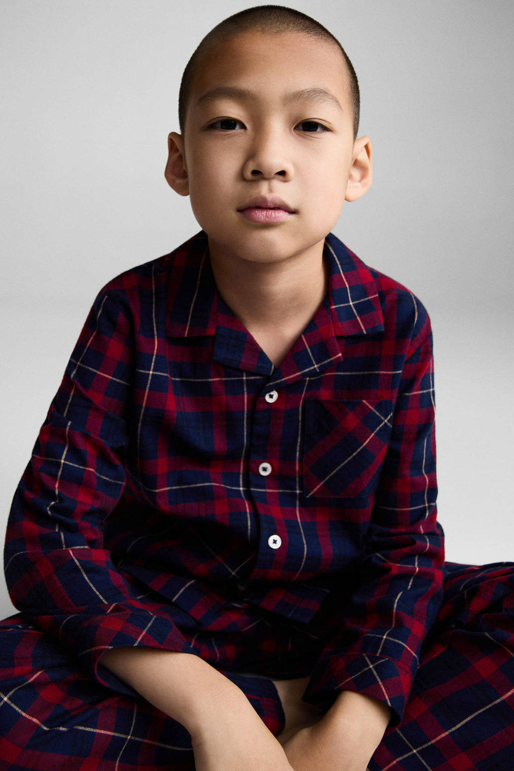 Mango Kids geruite pyjama donkerrood/donkerblauw