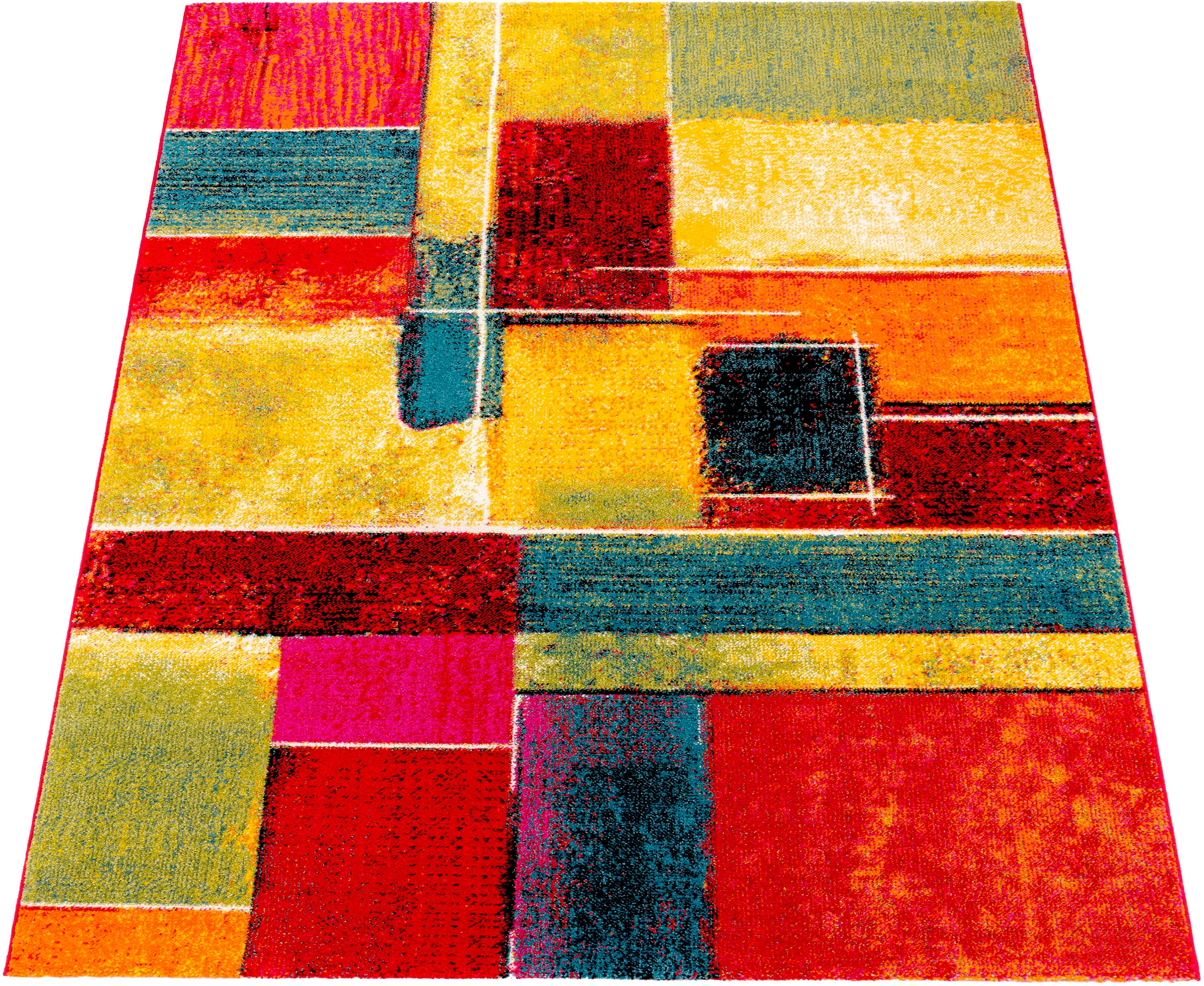 Paco Home Teppich »Canvas 783« rechteckig 16 mm Höhe Kurzflor, modernes Patchwork Design