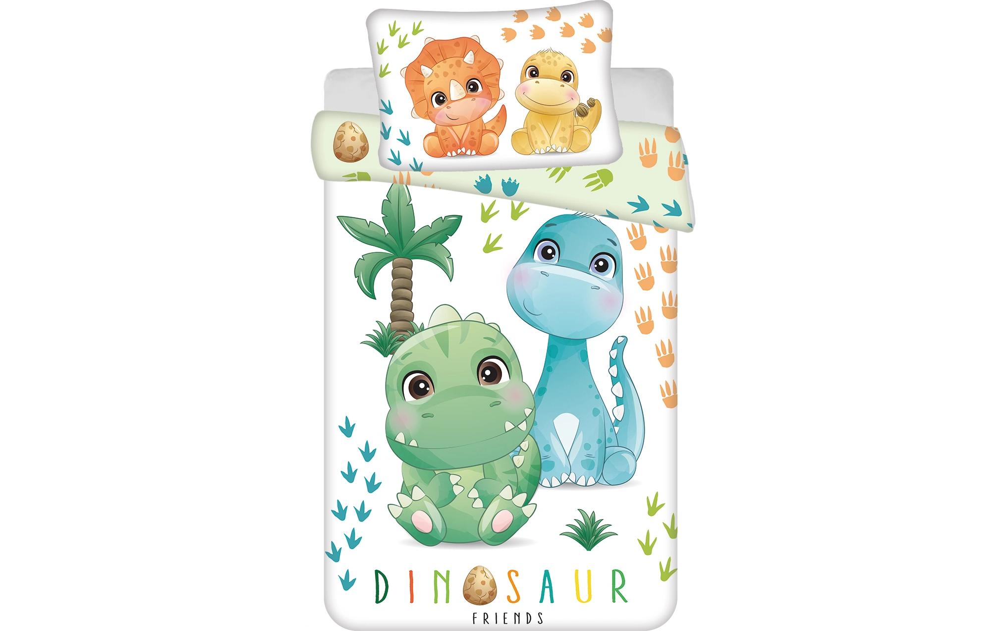 Kinderbettwäsche Dino 100 x 135 cm + 40 x 60 cmBettwäscheset für ein kleineres Kinderbett