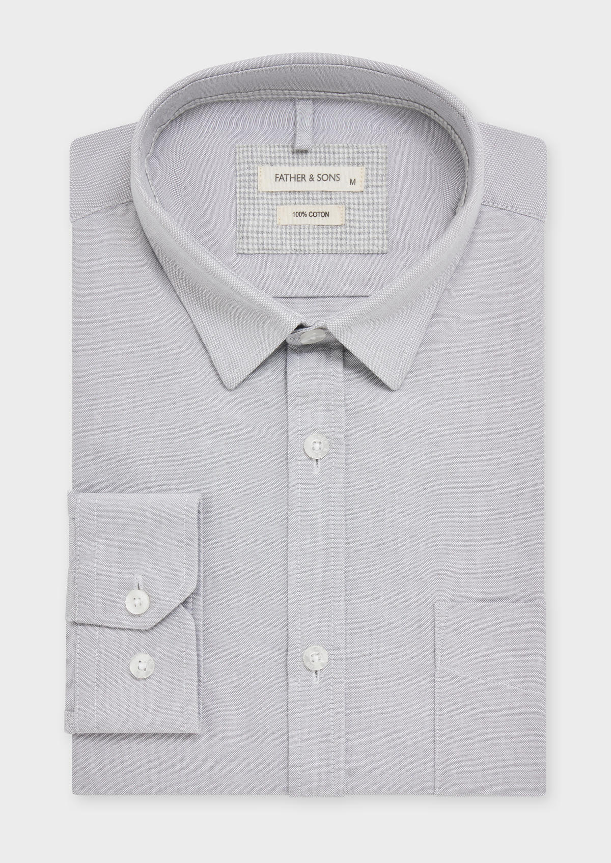 Chemise sport Slim en coton oxford uni gris perle