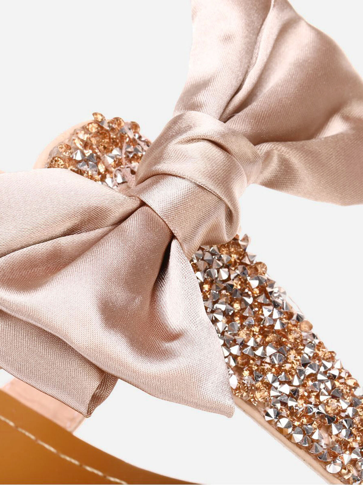 Sandales à strass et noeud- Rose