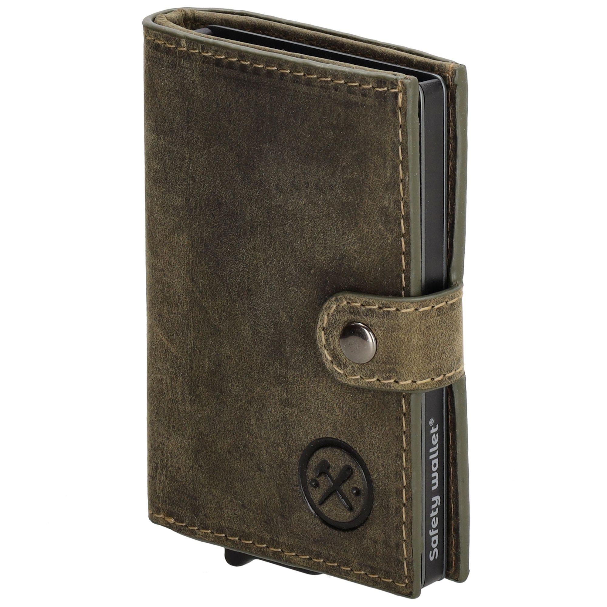 Hide & Stitches Idaho Safety Wallet S met AirTag Holder Olijfgroen