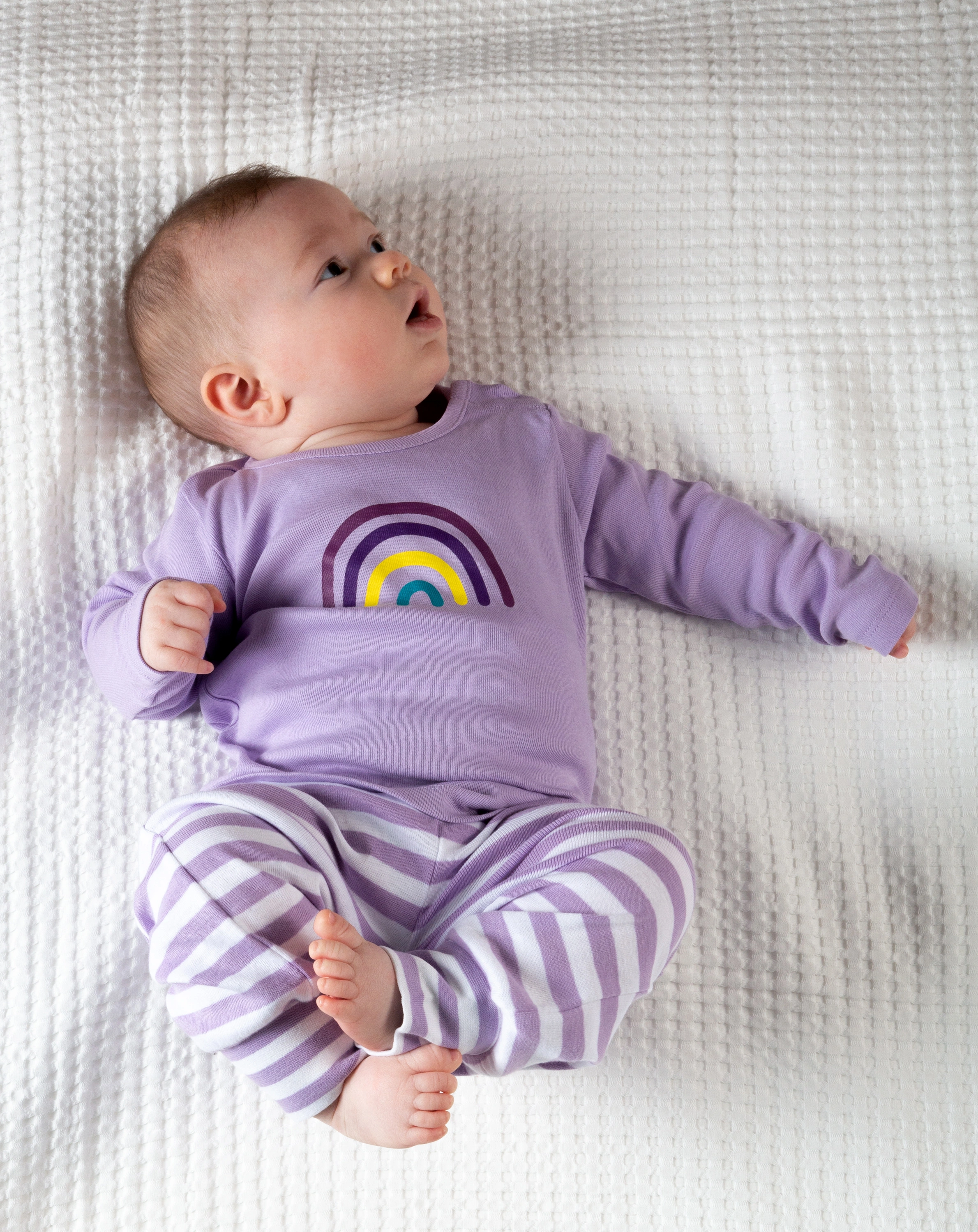 Langarmshirt REGENBOGEN 2er-Pack in weiß/flieder