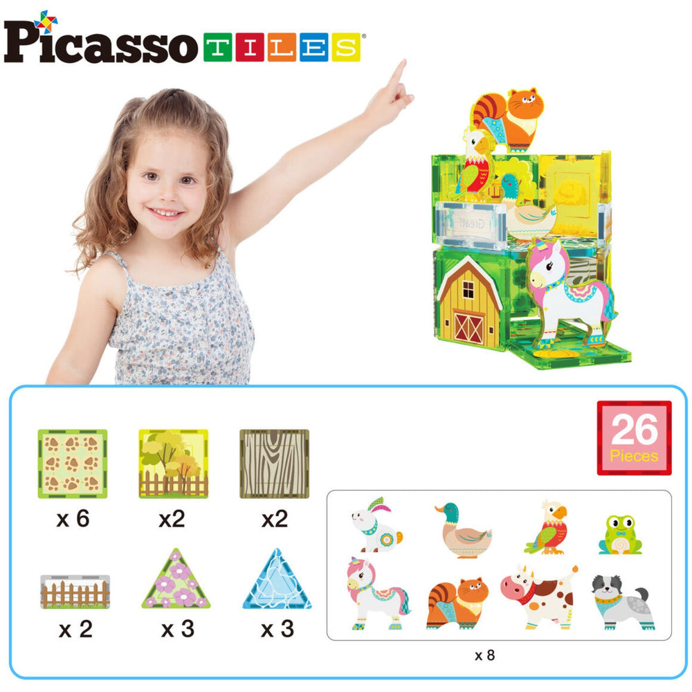 Køb Picasso Tiles Picasso Tiles 26 Stk Magnetiske Byggesæt Farm
