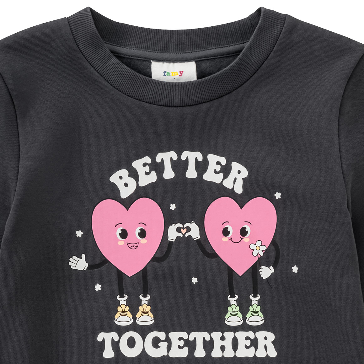 Famy Mädchen Sweatshirt mit Print dunkelgrau