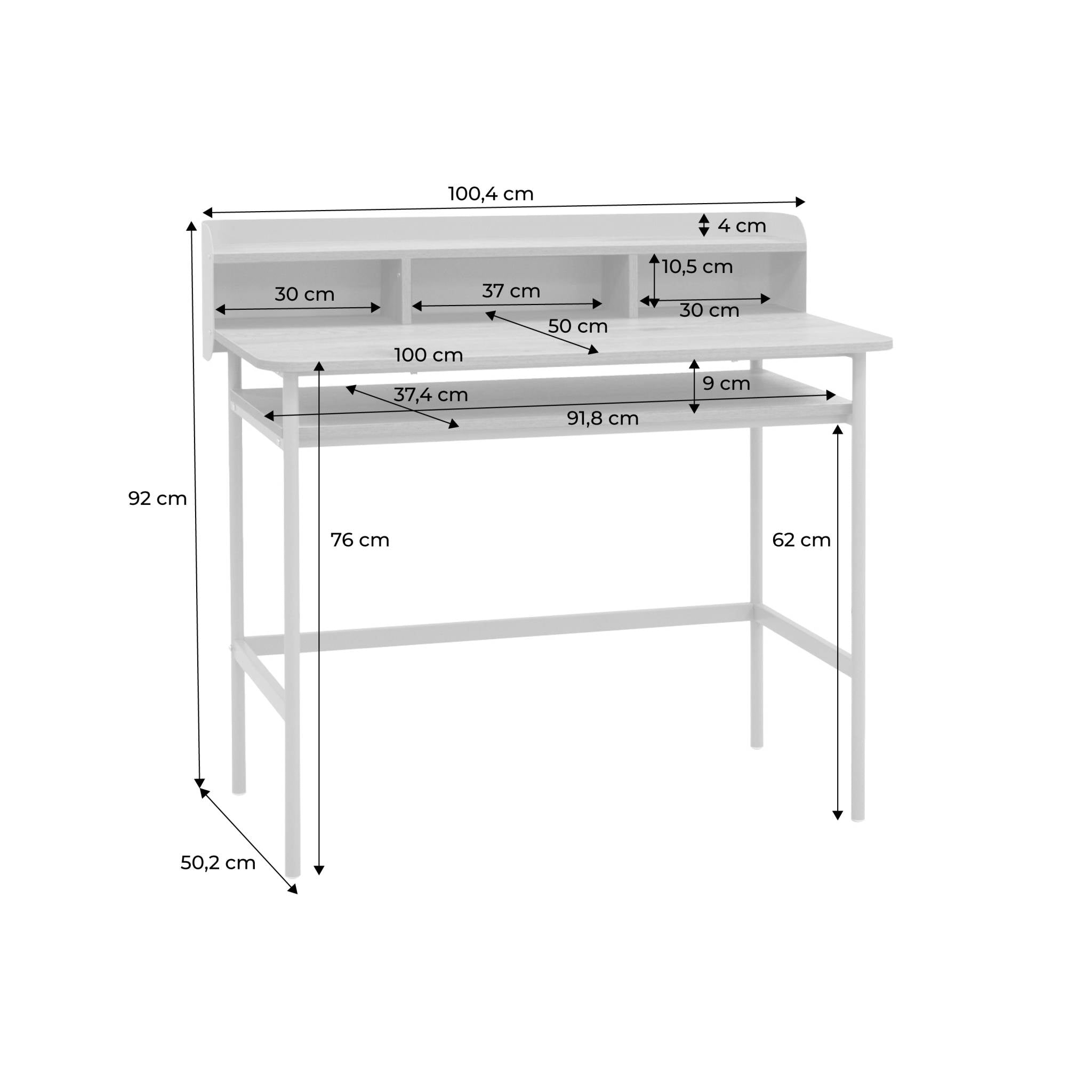 sweeek - Bureau met open opbergruimte metaal en houtdecor