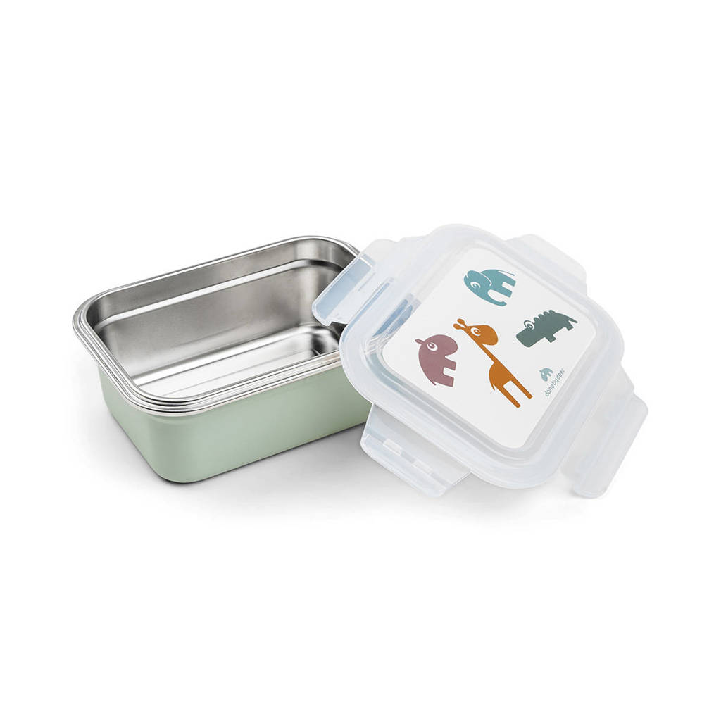 Metal lunch box Deer friends Green