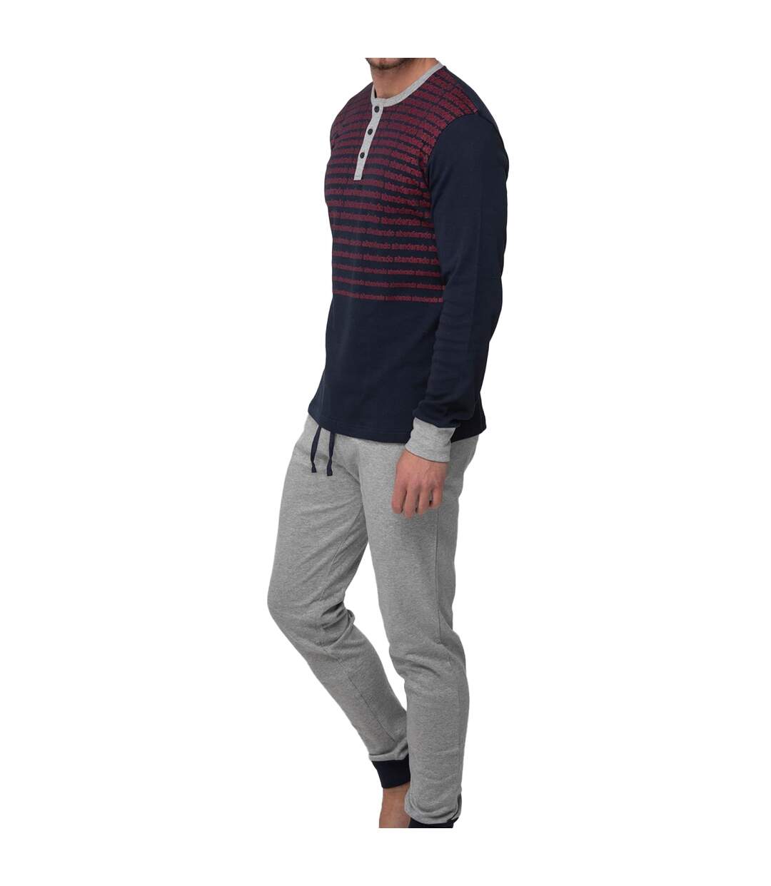 A0CHI men's long sleeve round neck pajamas