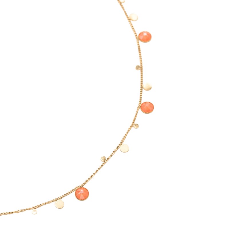 Collier en acier doré avec cristaux orange