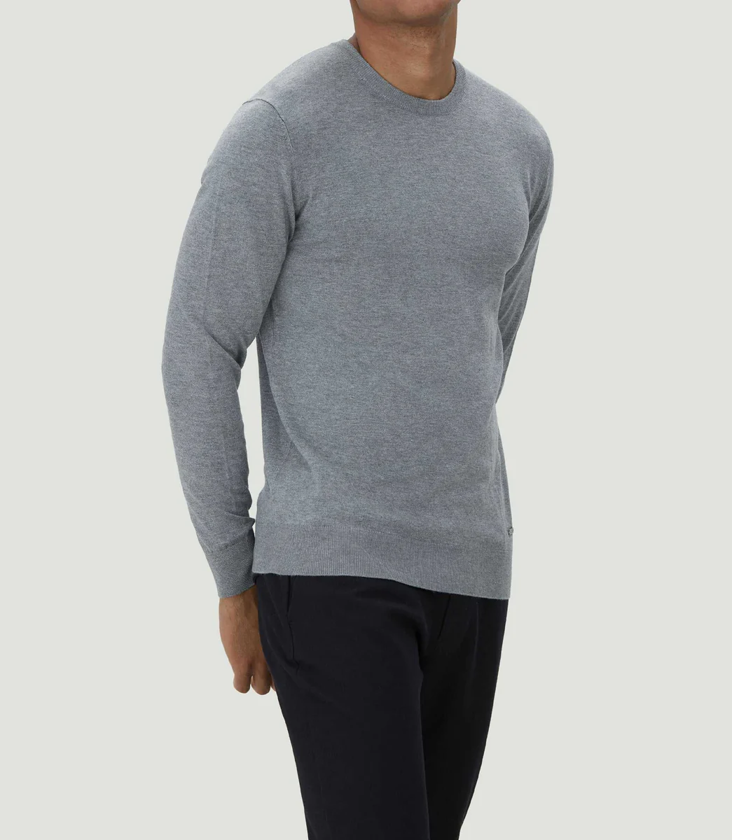 Pull col rond gris 