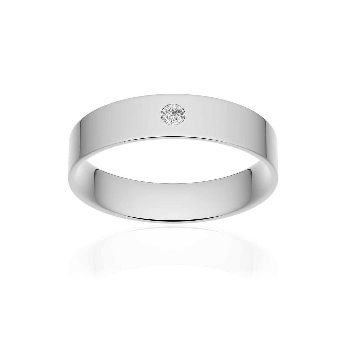 Alliance palladium 950 poli ruban plat confort 4,5 mm diamant brillant