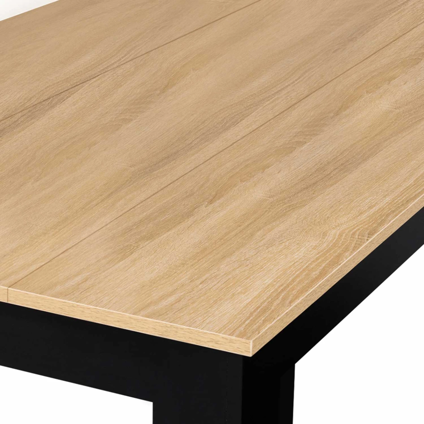 Table à manger rectangle ROZY 6 personnes noire plateau façon hêtre 110 cm