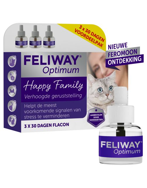 Feliway Optimum Navulling 3-Pack - Anti stressmiddel - 48 ml