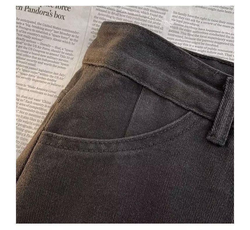 Urtishia - Hoge taille jeans met wijde pijpen en dubbele zakken