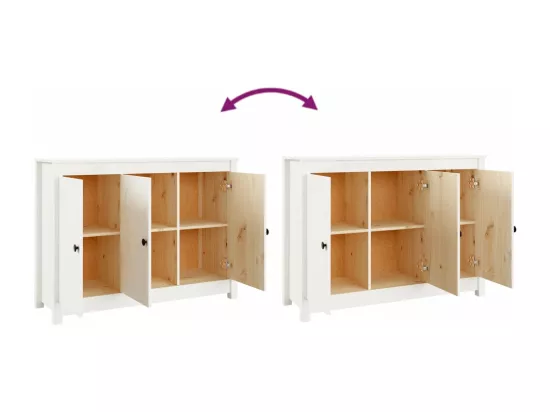 Buffet Blanc 100x35x74 cm Bois massif de pin