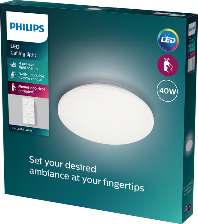 Philips Izso loftslampe 40W med fjernbetjening