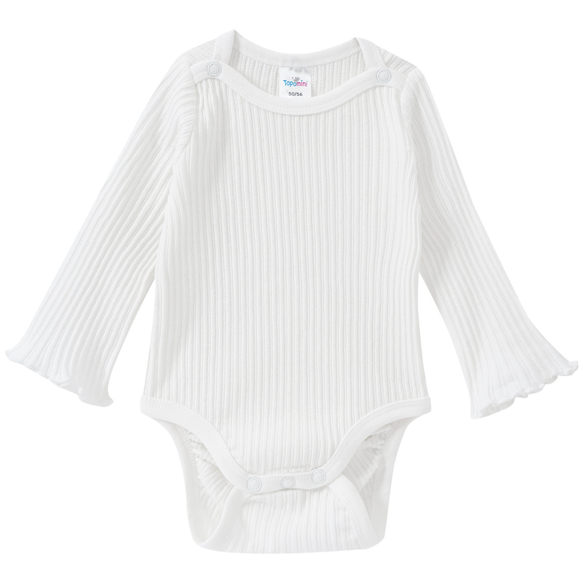 Topomini 2 Baby Langarmbodys mit Rippstruktur weiss / rosa