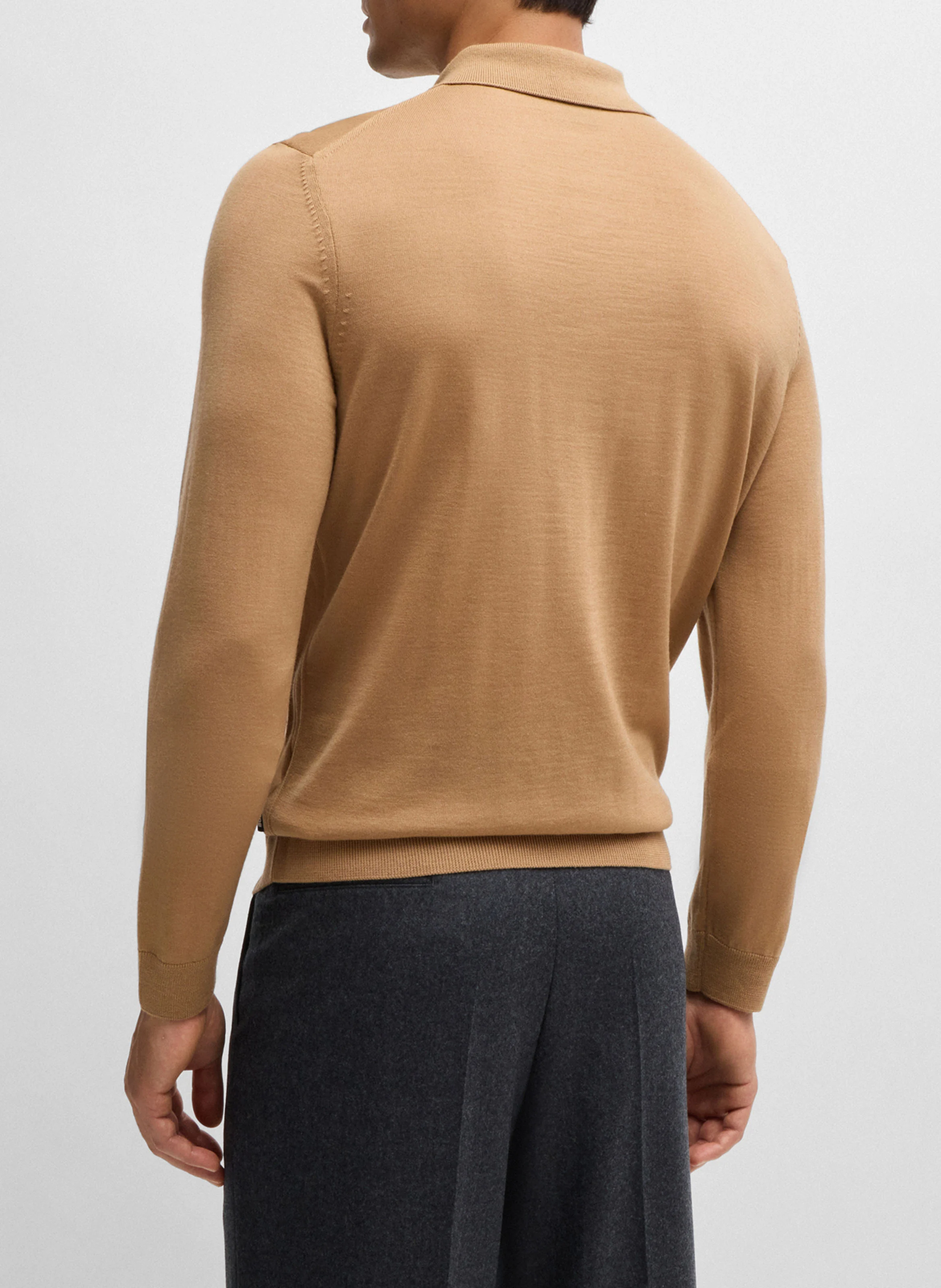 Polo slim-fit en laine | Beige
