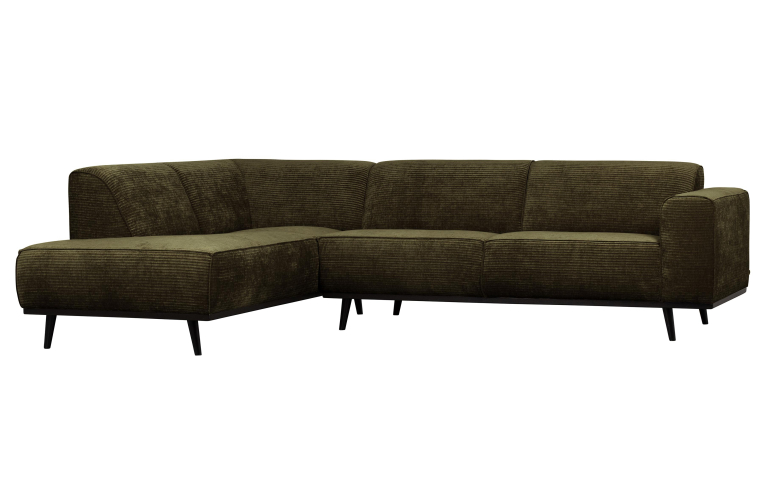 WOOOD Statement hoekbank links rib warm groen