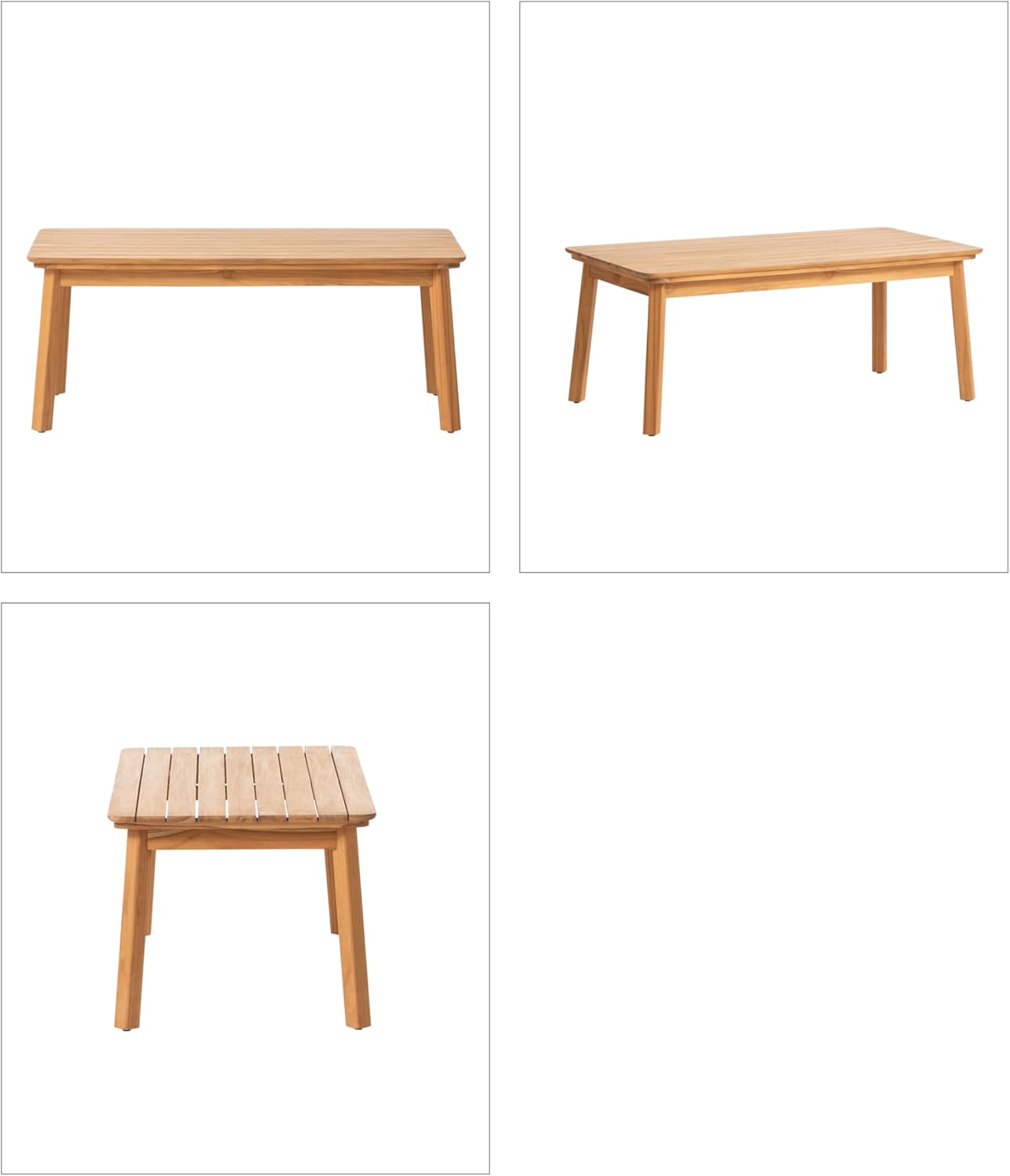 Dehner Garten-Lounge Granada, 4-teilige Outdoor Sitzgruppe, 1x Sofa / 2X Sessel, je inkl. Polster, 1x Tisch, Aluminium/FSC® zertifiziertes Teakholz/Polyester, braun/grau