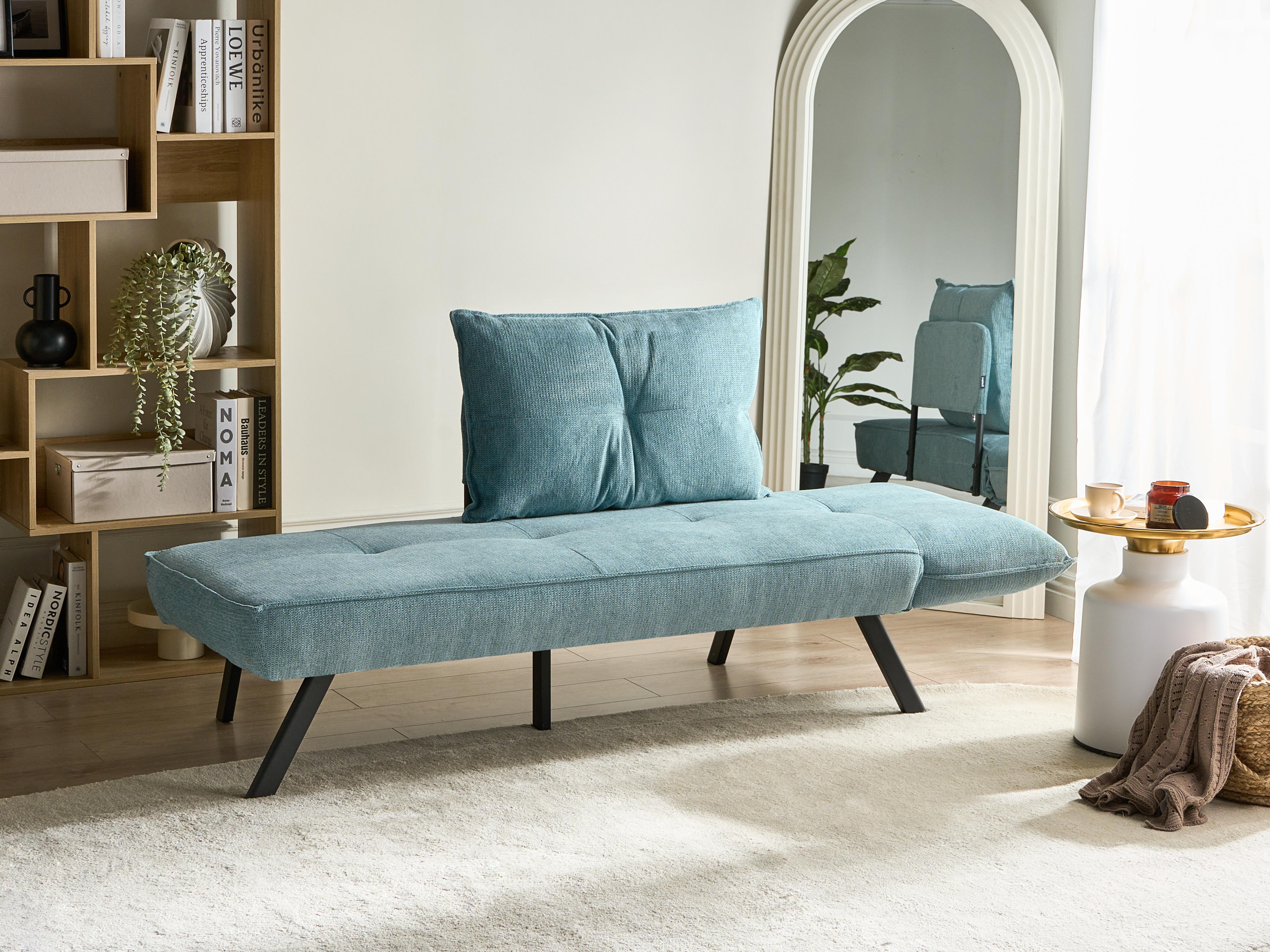 Rechtszijdige chaise longue ROCAMADOUR Stof Lichtblauw