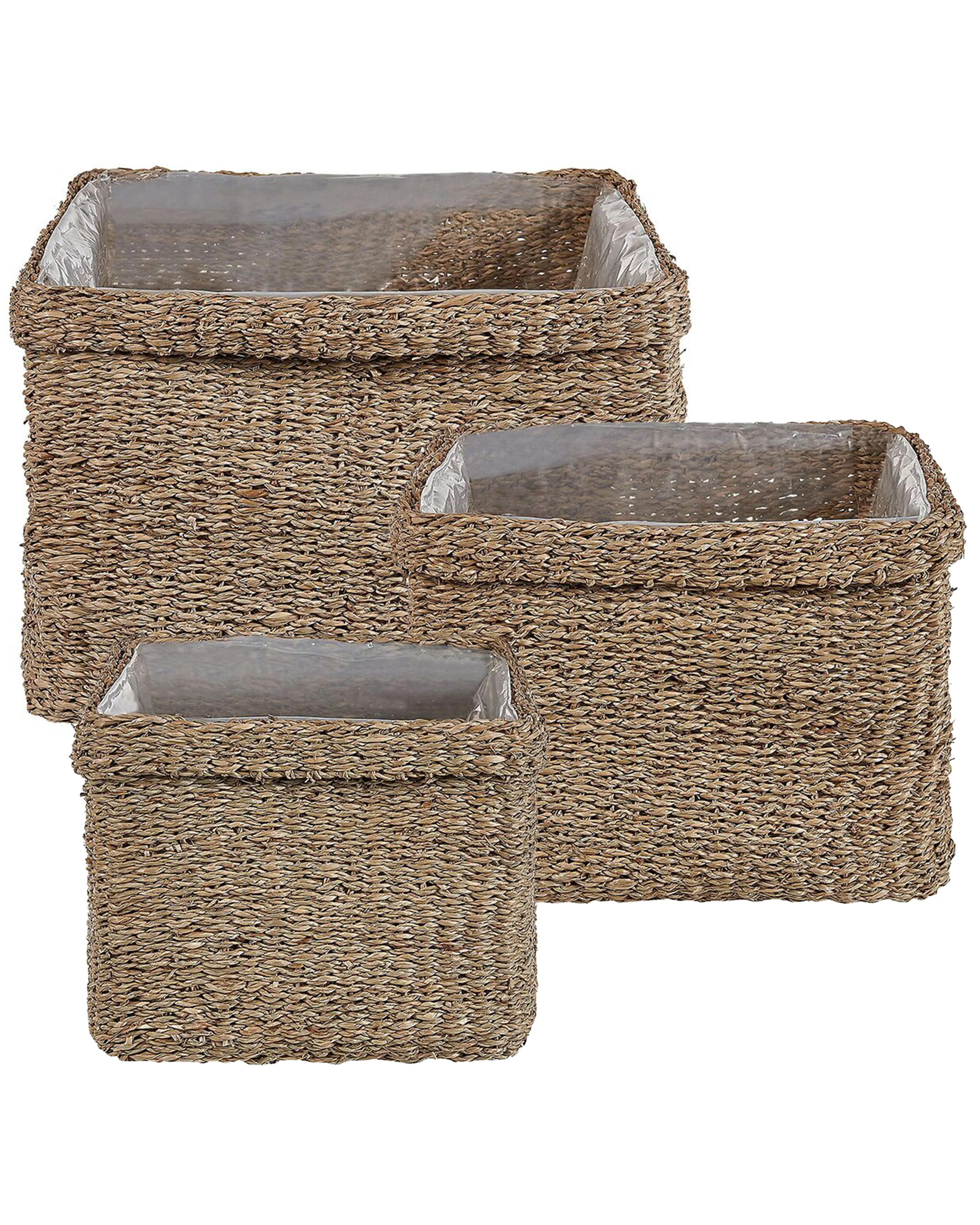 Set van 3 bloempotten RIVULINE Zeegras 23/27/30 cm Natuurlijk