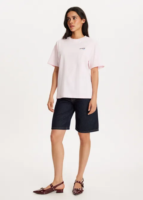 T-shirt met print playa roze (ROS.L)