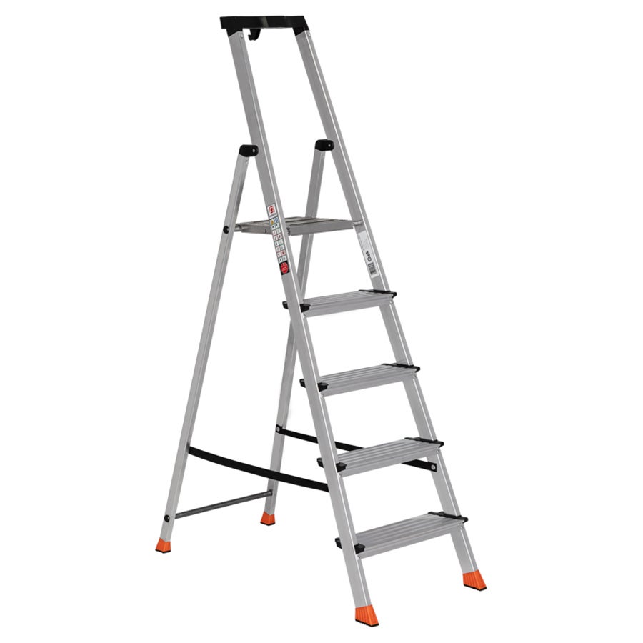 Euroline 22578 Trapladder met veiligheidsbrug en gereedschapsbak, 5 treden