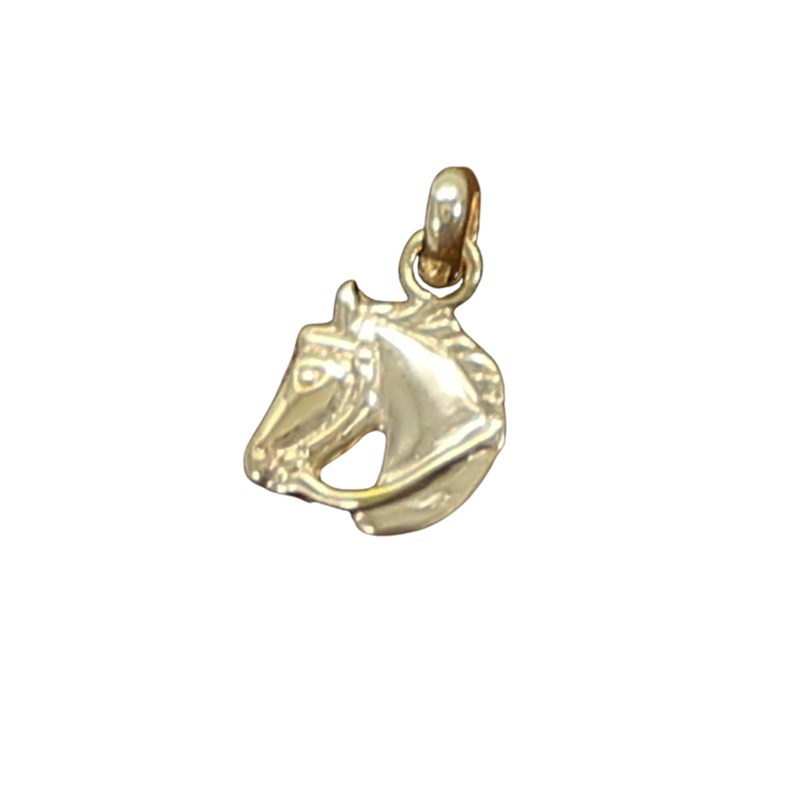 Pendentif cheval petite tête de pur-sang - Plaqué or