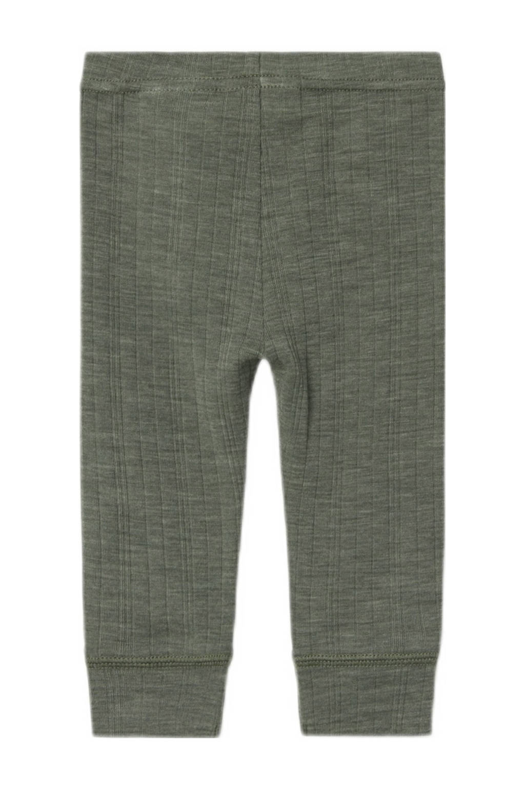 NAME IT baby slim fit broek NBMWANGvan merinowol grijsgroen