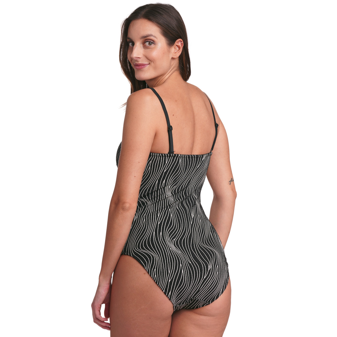 Gina Benotti Damen Shape-Badeanzug mit Wellenmuster schwarz